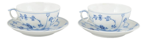 Blue Fluted Plain Tea Cups and Saucers in Porcelain from Royal Copenhagen, 1980s, Set of 4