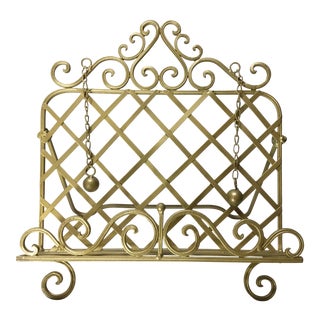 Vintage Brass Book Rack With Page Weights For Sale