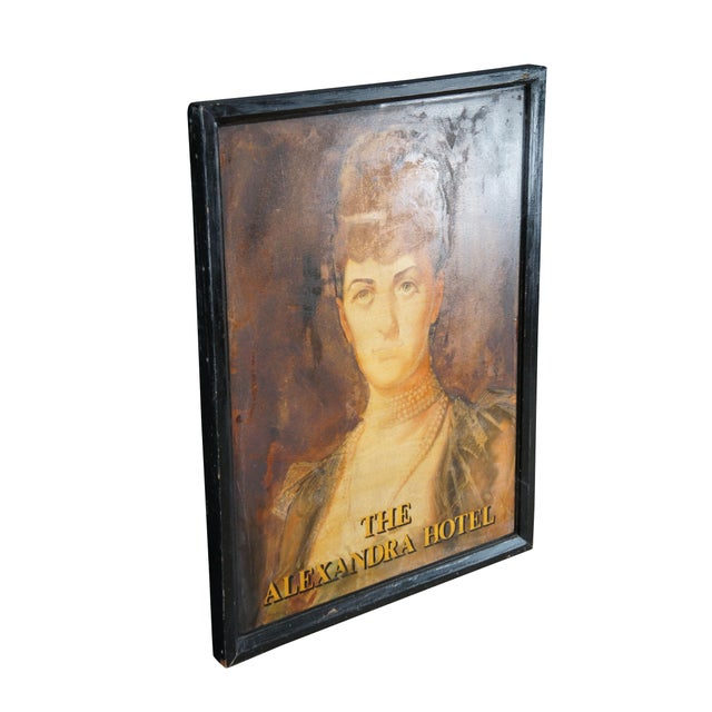 English Antique English Tin Portrait Painting Queen Alexandra of Denmark Pub Art Sign 48" For Sale - Image 3 of 13
