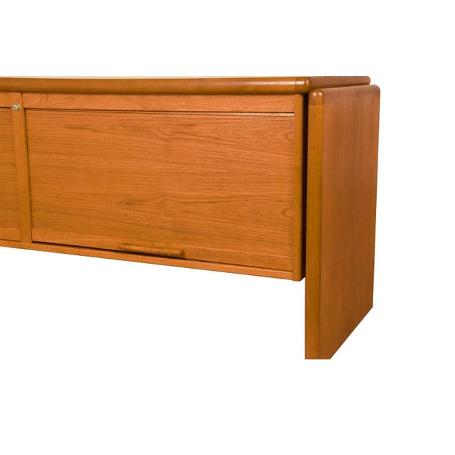 Wood 1970s Mid-Century Teak File Cabinet Credenza Tambour Doors For Sale - Image 7 of 11