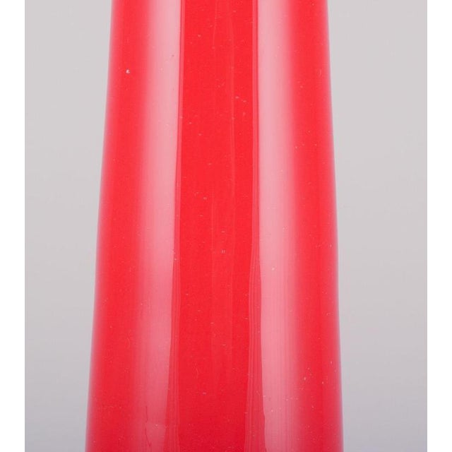 Tall and Slender Art Glass Vase in Orange Glass by Henry Dean, Belgian For Sale - Image 5 of 7