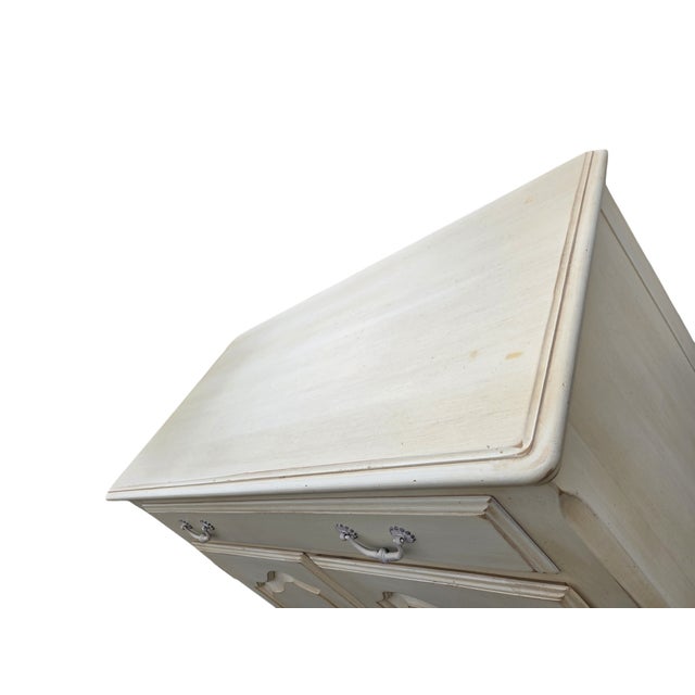 1990s Ethan Allen Country French Linen Chest Armoire Dresser Chifforobbe White Wood For Sale In Philadelphia - Image 6 of 15