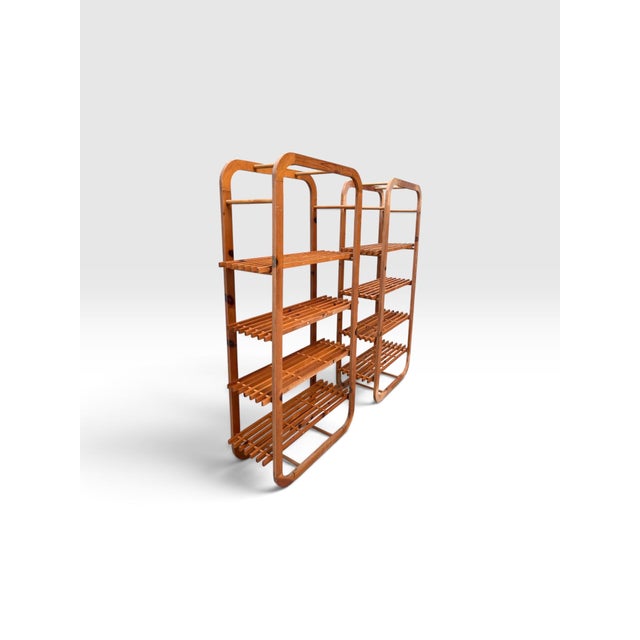 Wood Vintage 1970s Bentwood Bamboo Slatted Étagères – Pair For Sale - Image 7 of 8