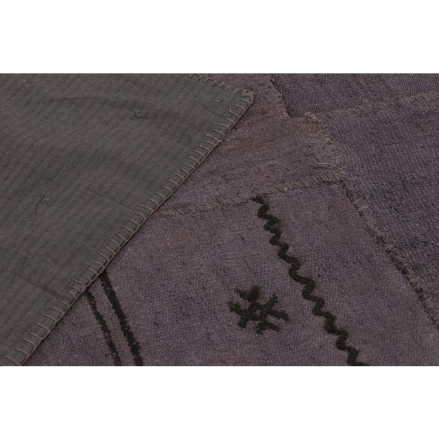 Black Vintage Turkish Patchwork Rug in Black and Purple With Subtle Geometry - Rug & Kilim For Sale - Image 8 of 10
