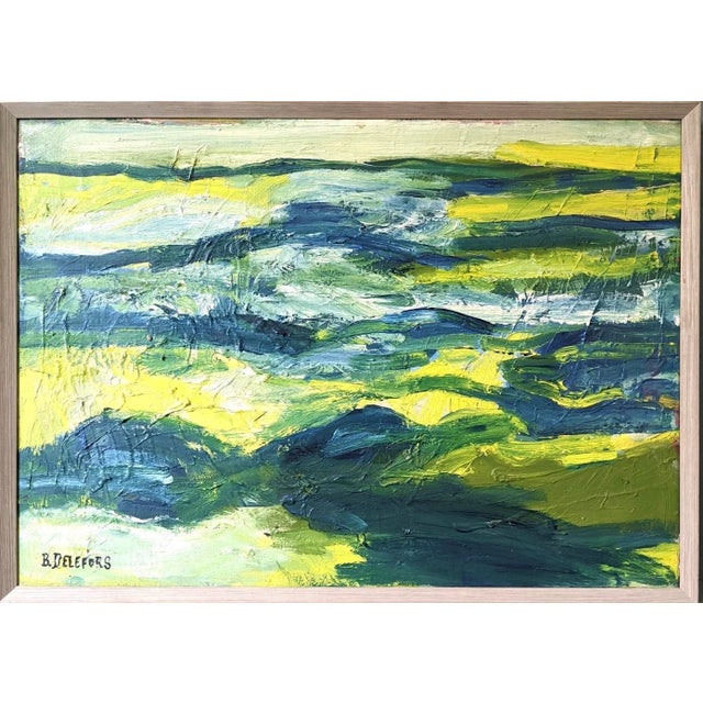 Mid-Century Modern Swedish "Waves" Vintage Abstract Oil Painting, Framed For Sale - Image 13 of 13