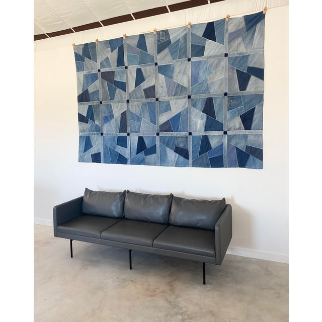 Kimball Minimalist Kimball Whittaker Faux Leather Lounge Sofa For Sale - Image 4 of 17