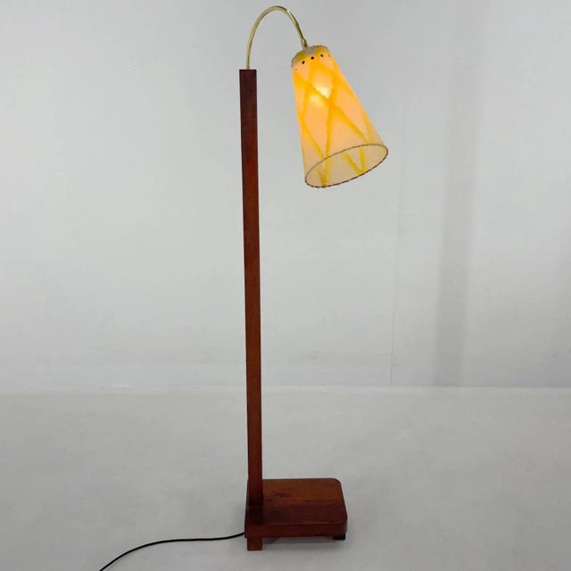 Wood & Brass Floor Lamp, Germany, 1950s For Sale - Image 10 of 11