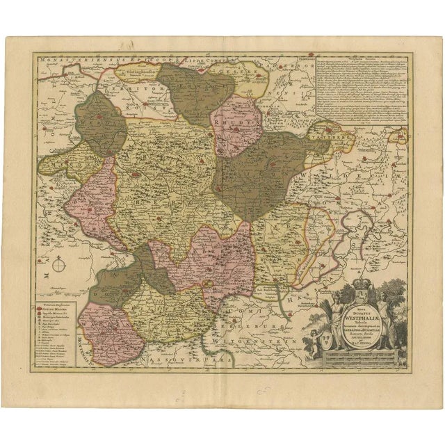 Hand-Colored Map of Westphalia Copper by Ottens, 1720 For Sale - Image 11 of 11