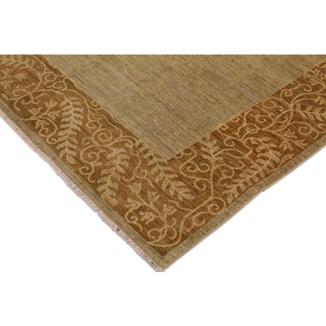 Abstract Modern Ziegler Green/Brown Wool Rug - 8'11'' X 11'10'' For Sale - Image 3 of 10