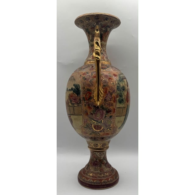 19th Century Antique Meiji Satsuma Floor Vase with Geisha Scenes and Gold Moriage, Japan, 1890s For Sale - Image 5 of 18