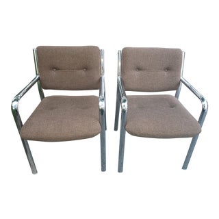 1960s Vintage Chromcraft Armchairs in the Manner of Milo Baughman - a Pair For Sale