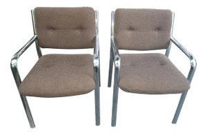 1960s Vintage Chromcraft Armchairs in the Manner of Milo Baughman - a Pair