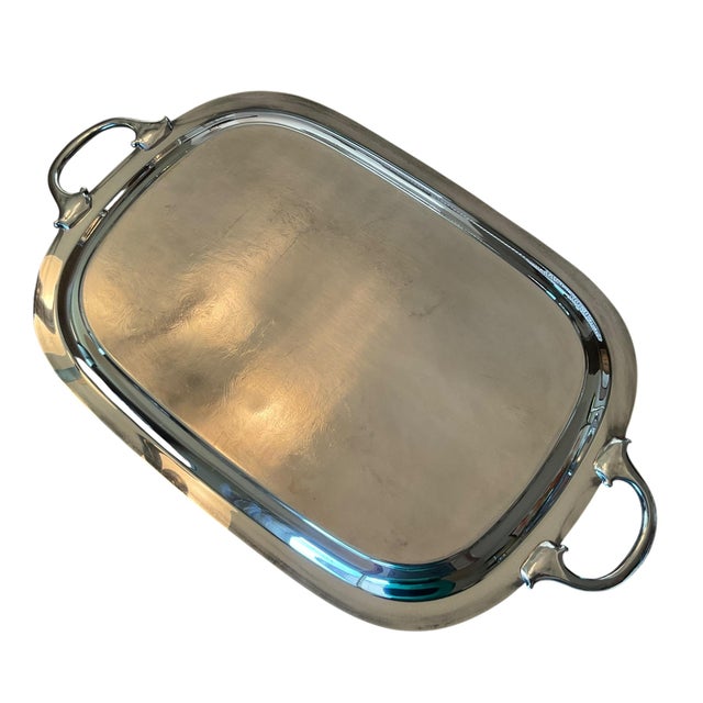 Mid Century Wallace Silverplate Engraved Serving Tray With Handles, 23.5” For Sale - Image 11 of 16