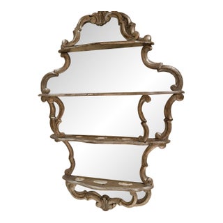 Kate Spieglman White Gold Leaf Display Mirror For Sale