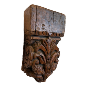 Antique French Hand Carved Wood Corbel Wall Bracket