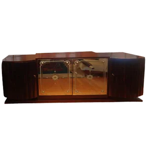 1930s Art Deco Credenza With Mirrored Doors