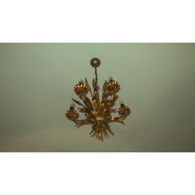 Gold-Plated Tole Wheatsheaf Chandelier by Hans Kögl, 1960s For Sale - Image 11 of 13
