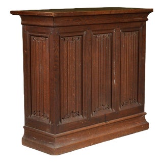 Victorian Linenfold Panelled Oak Console Table, 1870s For Sale