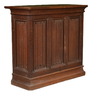 Victorian Linenfold Panelled Oak Console Table, 1870s