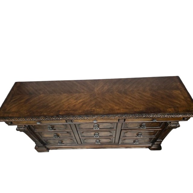 Late 20th Century Large Traditional Mahogany Sideboard Dresser Buffet For Sale - Image 6 of 9