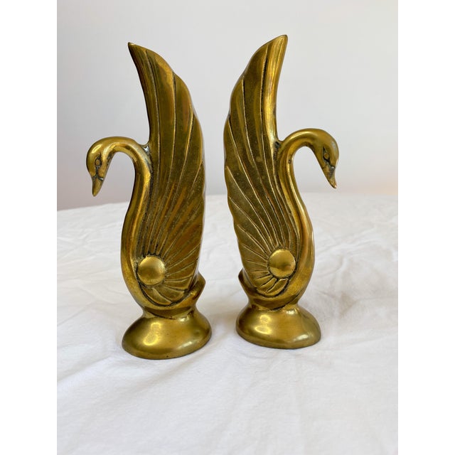 1950s Art Deco Brass Swan Bookends a Pair Chairish