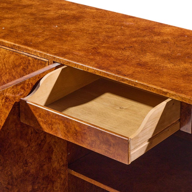 Wood John Widdicomb Mid Century Burlwood and Brass Credenza For Sale - Image 7 of 10