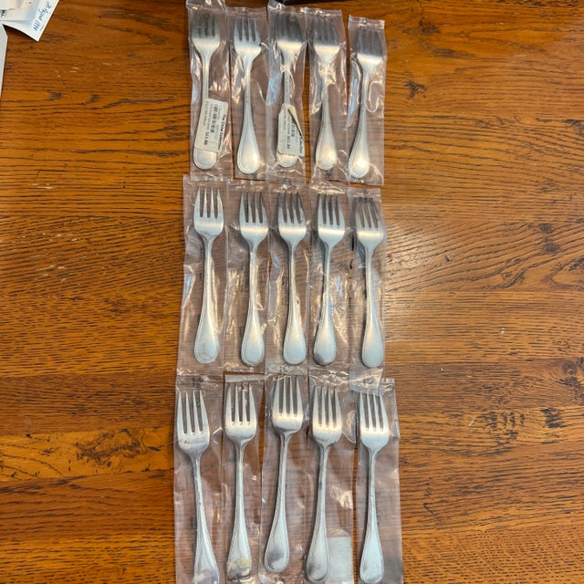1990s Christofle Perles Pattern Sterling Silver Salad Fork .925 For Sale - Image 10 of 13
