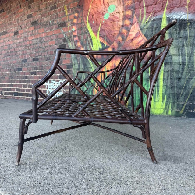 Ornamental & Decorative Materials Faux Bamboo Sofa in the Style of Brown Jordan Calcutta For Sale - Image 7 of 12