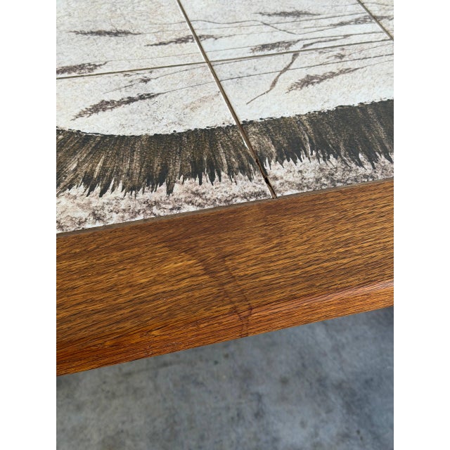 Oak Rectangular Tile-Top Coffee Table Danish Mid-Century Modern 1970s For Sale In Los Angeles - Image 6 of 12