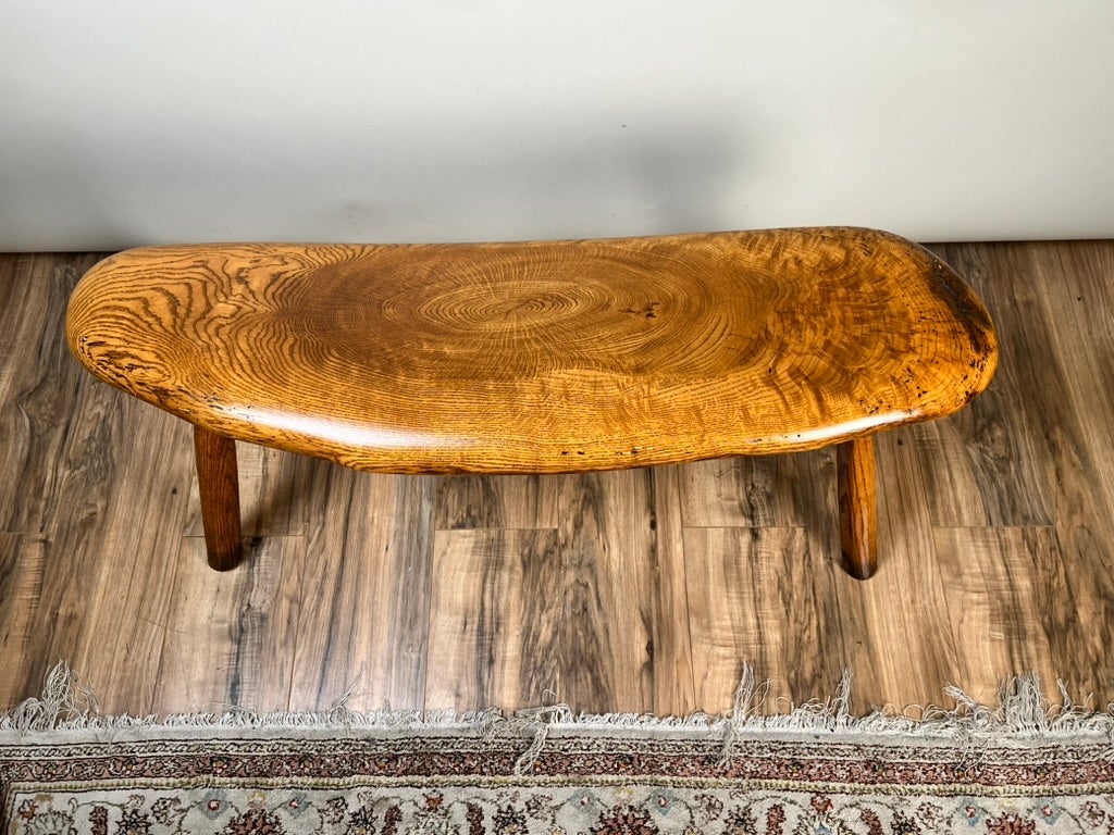 Vintage Hand Made Oak Wabi Sabi Bench Signed Neil Panyik | Chairish