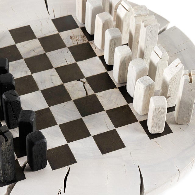 Four Hands Modern Chess Set - Aged Metal, White Base For Sale - Image 9 of 10