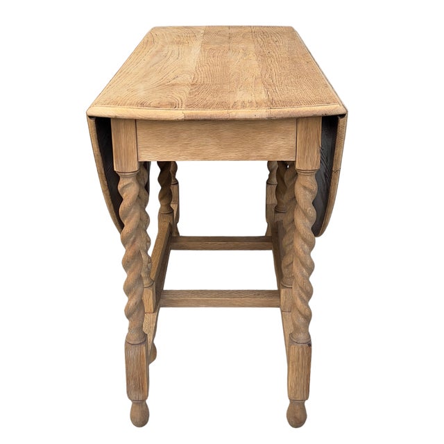 1920s English Bleached Oak Gateleg Table For Sale In Atlanta - Image 6 of 11