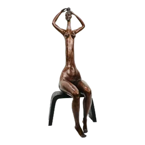 "Mantissa Sitting" Bronze Sculpture by Lorand Fekete