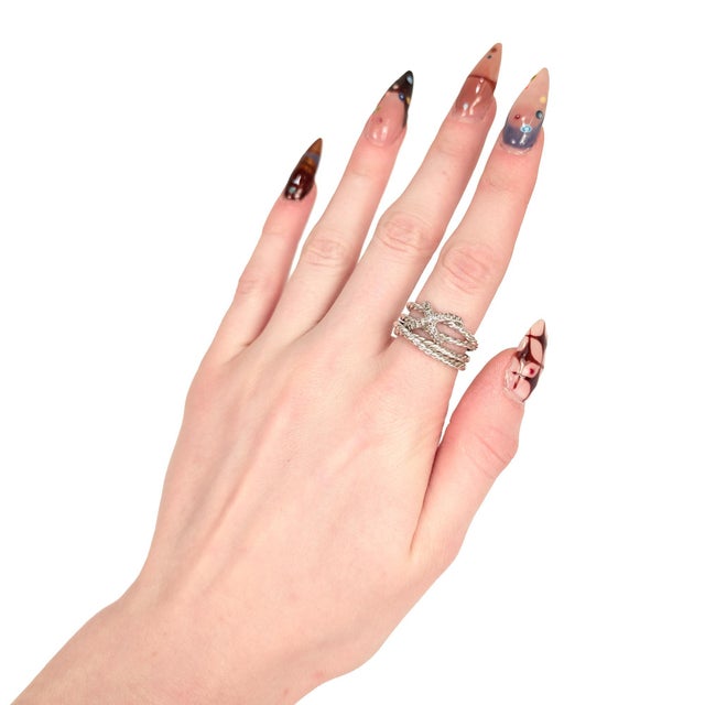 Modern David Yurman Sterling Silver & Diamond Crossover X Ring For Sale - Image 3 of 15