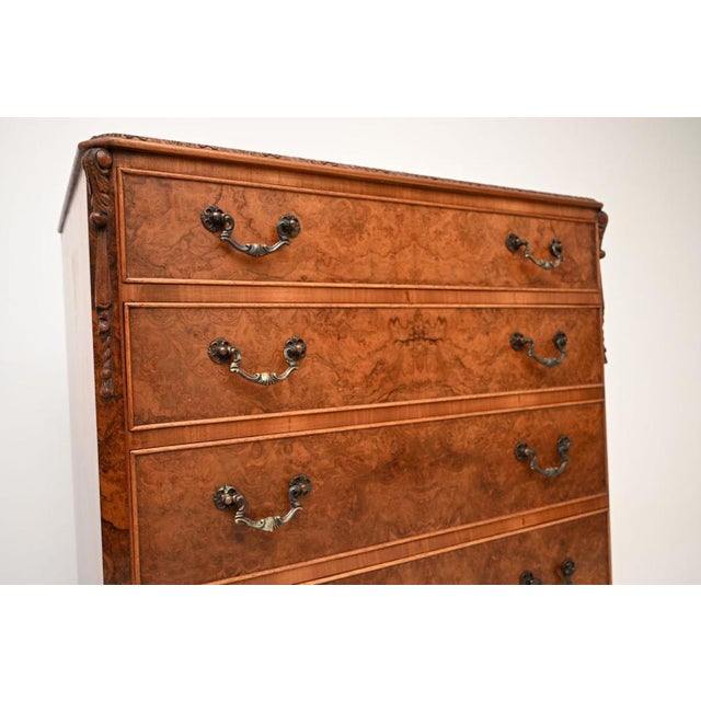 Wood Antique Burr Walnut Chest of Drawers, 1920s For Sale - Image 7 of 9