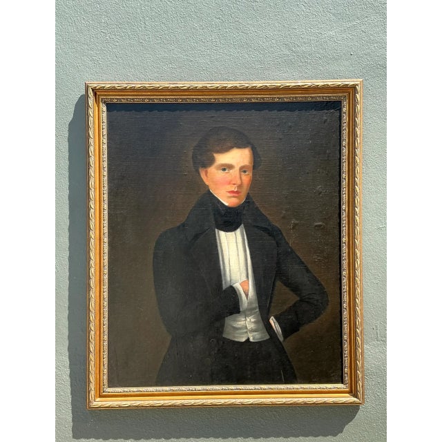 Vintage Framed Classical Gentleman Portrait For Sale In West Palm - Image 6 of 12