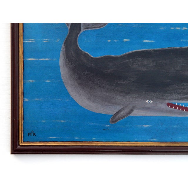 Early 21st Century Matt Rix, Naive Style Sperm Whale and Sailing Ship, Oil on Board For Sale - Image 5 of 10