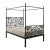 Forged Iron Canopy Queen Four Poster Bed With Scrollwork and Brass Finials For Sale