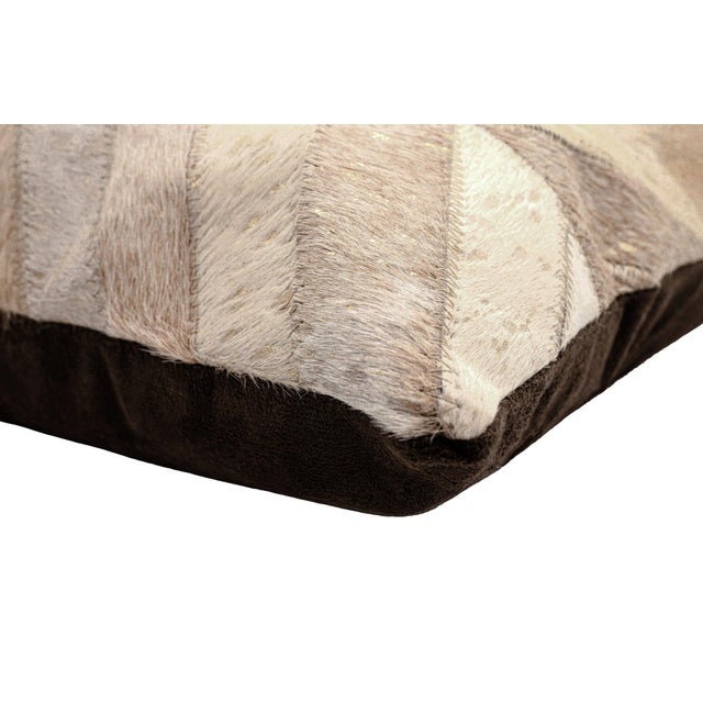 Farmhouse Canvello Genuine Cowhide Leather Decorative Throw Pillow With Feather Down Insert Included For Sale - Image 3 of 6