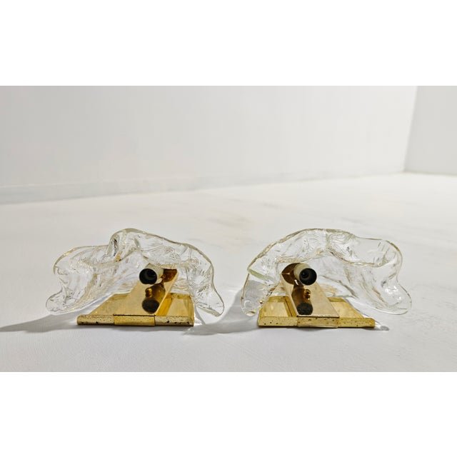 Vintage Italian Wall Lamps in Murano Glass and Gold Metal from La Murrina, 1980s, Set of 2 For Sale - Image 9 of 11