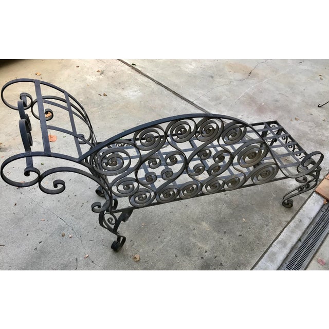 French Antique French Hand Forged Scrolled Wrought Iron Chaise Lounge For Sale - Image 3 of 6