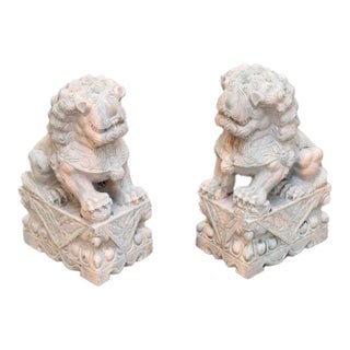 Pair of Marble Foo Dogs For Sale