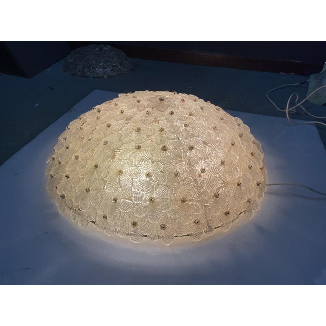 1960s Large Murano Glass Flower Flush Mount attributed to Seguso, Italy, 1960s For Sale - Image 5 of 14