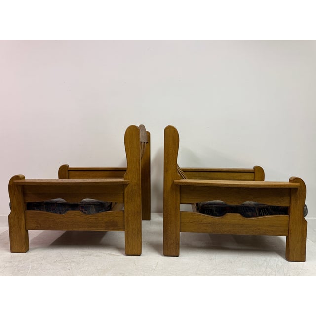 Wood Vintage Brutalist Oak Armchairs, 1960s, Set of 2 For Sale - Image 7 of 12