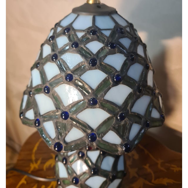Stained Glass Lamp with Handmade Lead Soldering, 1975 For Sale - Image 4 of 9