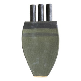 Industrial Tall Vase, Green and Black For Sale