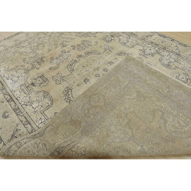 Tabriz Rug 9’7” X 13’1” Beige Wool Vintage Distressed Hand-Knotted Carpet For Sale - Image 14 of 15