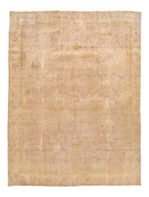 Antique Distressed Beige Overdyed Handmade Wool Rug