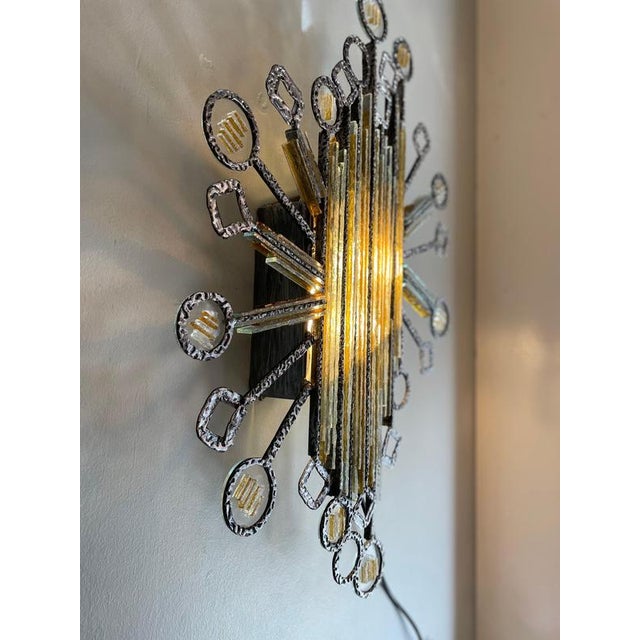 Wall Lamp in Iron and Glass from Poliarte, Italy, 1960s For Sale - Image 12 of 16