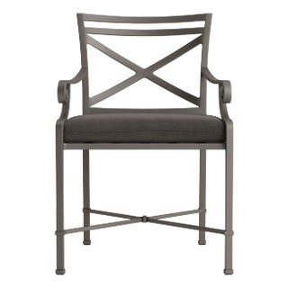 Brown Jordan Venetian Arm Chair, Mica frame with Fusion Charcoal fabric For Sale